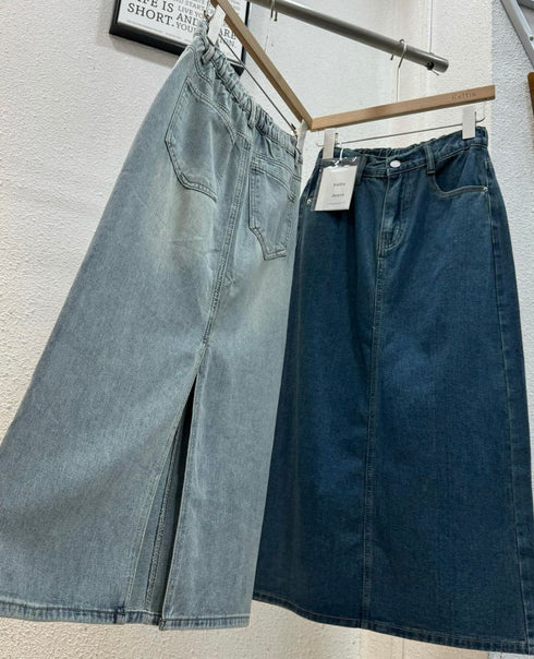 Ladies BackSlit Denim Skirts